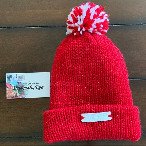 New!! Hand knitted Red Beanie Hat - Picture 4 of 4